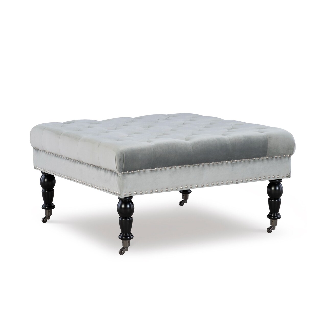Contemporary Home Living Upholstered Tufted Top Square Ottoman - 34.5" - Gray